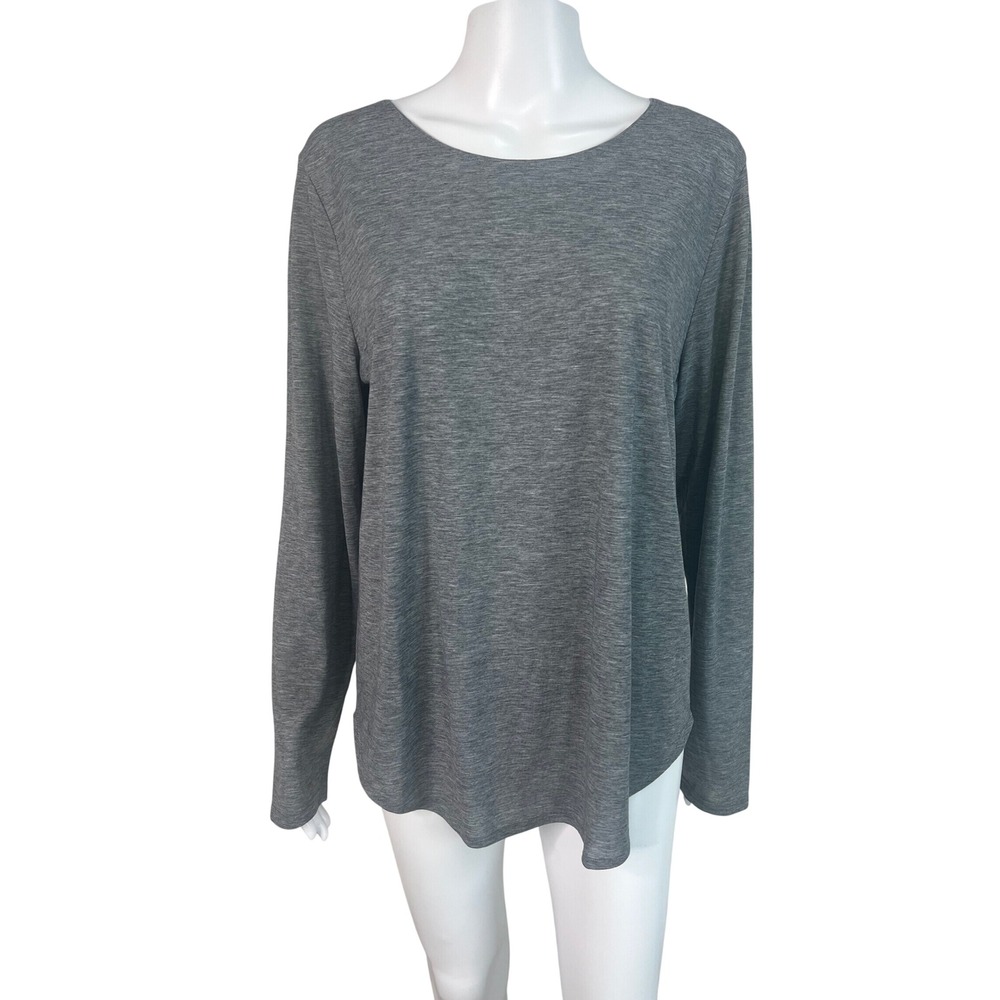 Under Armour Womens Top Large Gray Long Sleeve Keyhole Back Performance NWT